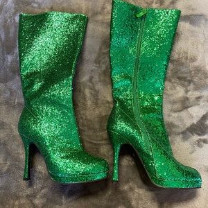 Green glitter boots size 8
